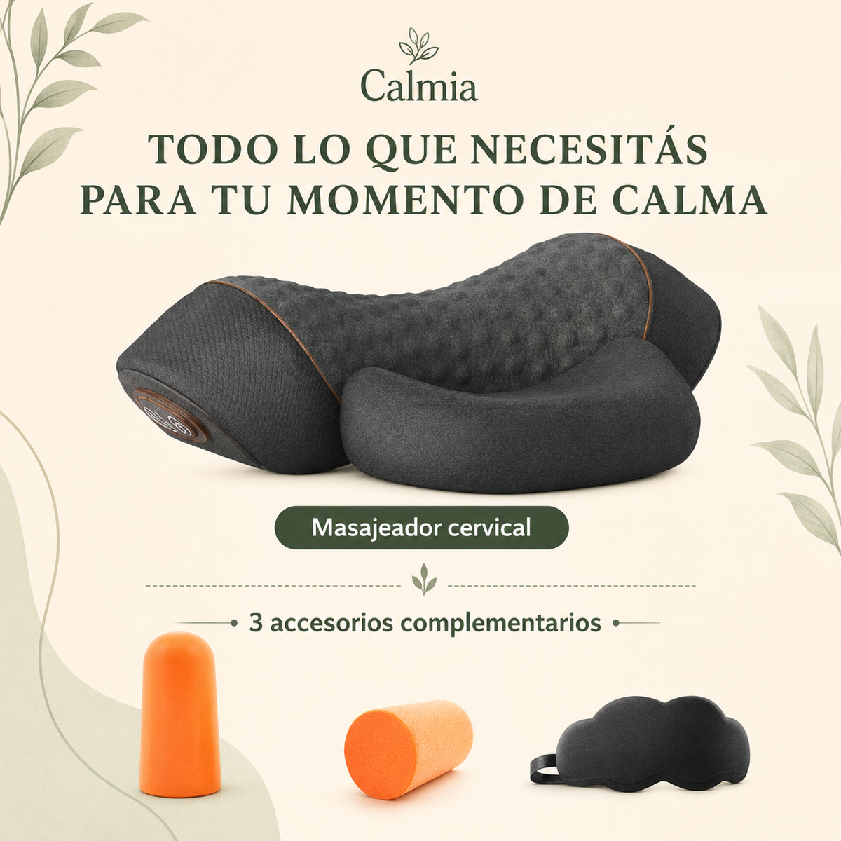 Accesorios incluidos con el masajeador cervical Calmia